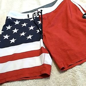 American flag swim trunks
